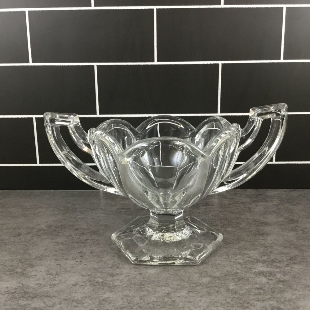 Vintage Art Deco Chippendale Trophy Style Open Sugar Bowl With Handles